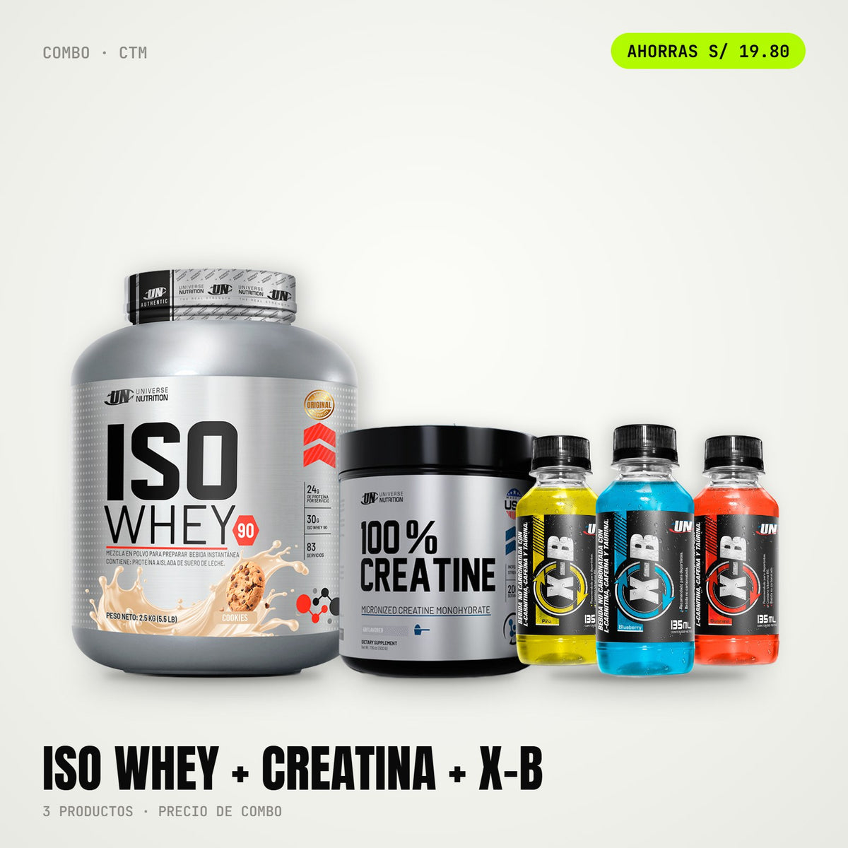 Combo Iso Whey 90 + Creatina + X-B