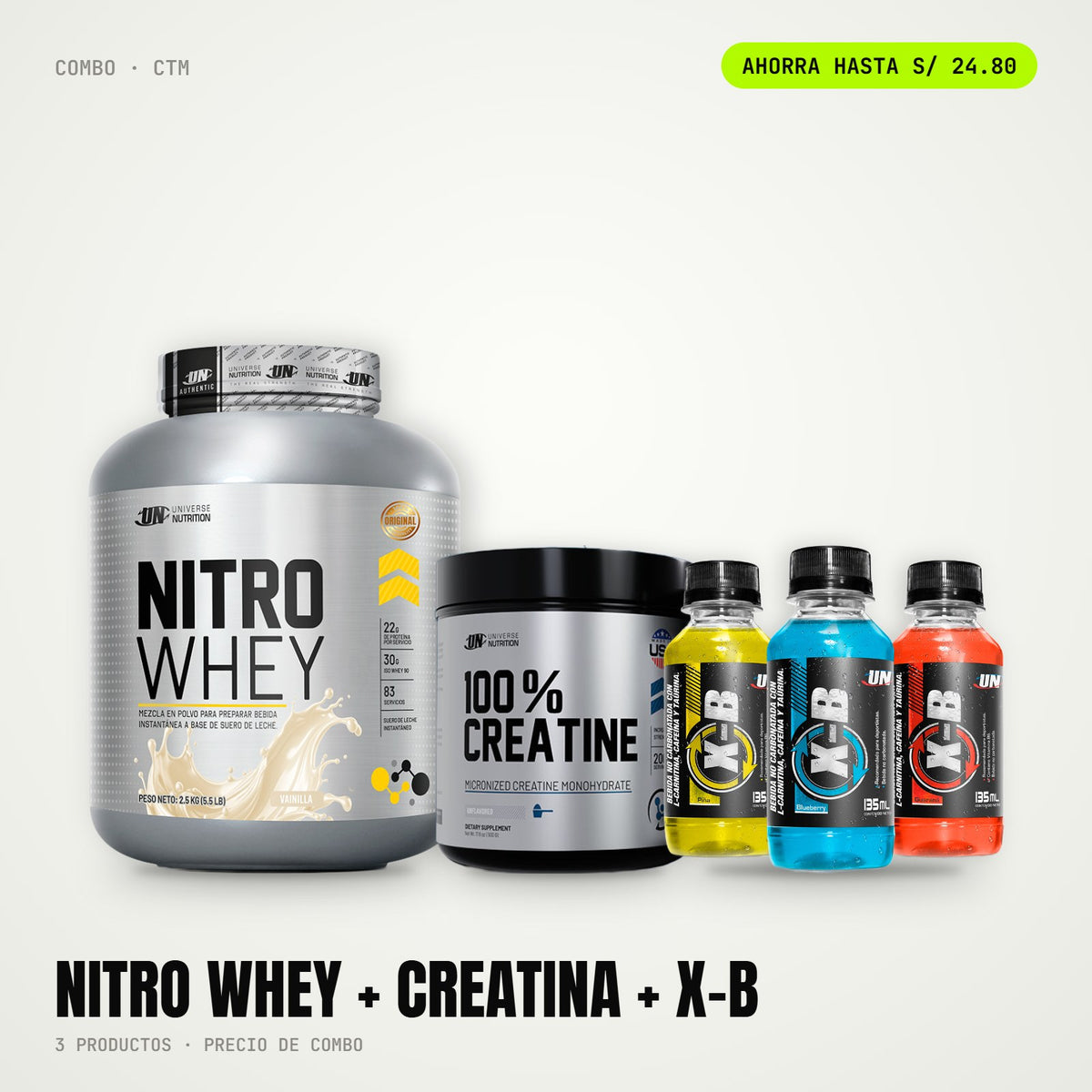 Combo Nitro Whey + Creatina + X-B