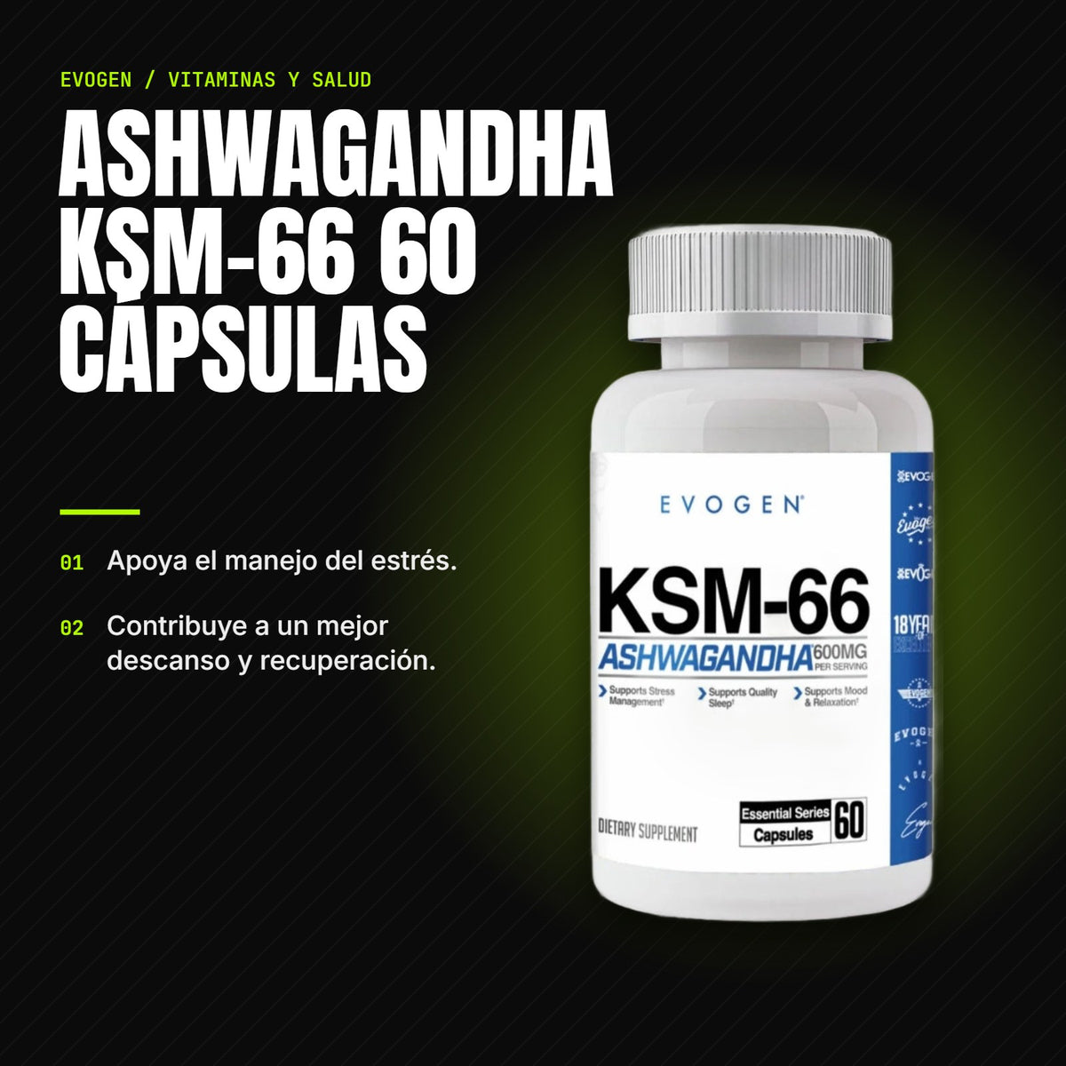 Ashwagandha KSM-66 60 cápsulas – beneficios