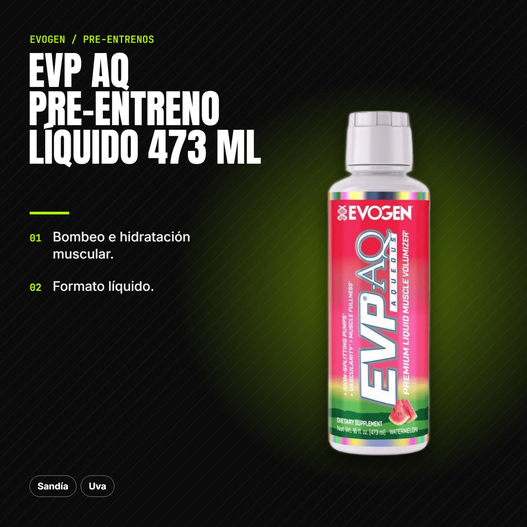 EVP AQ Pre-Entreno Líquido 473 ml – beneficios