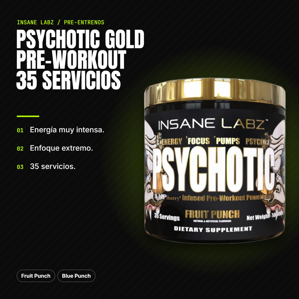 Psychotic Gold Pre-Workout 35 servicios – beneficios