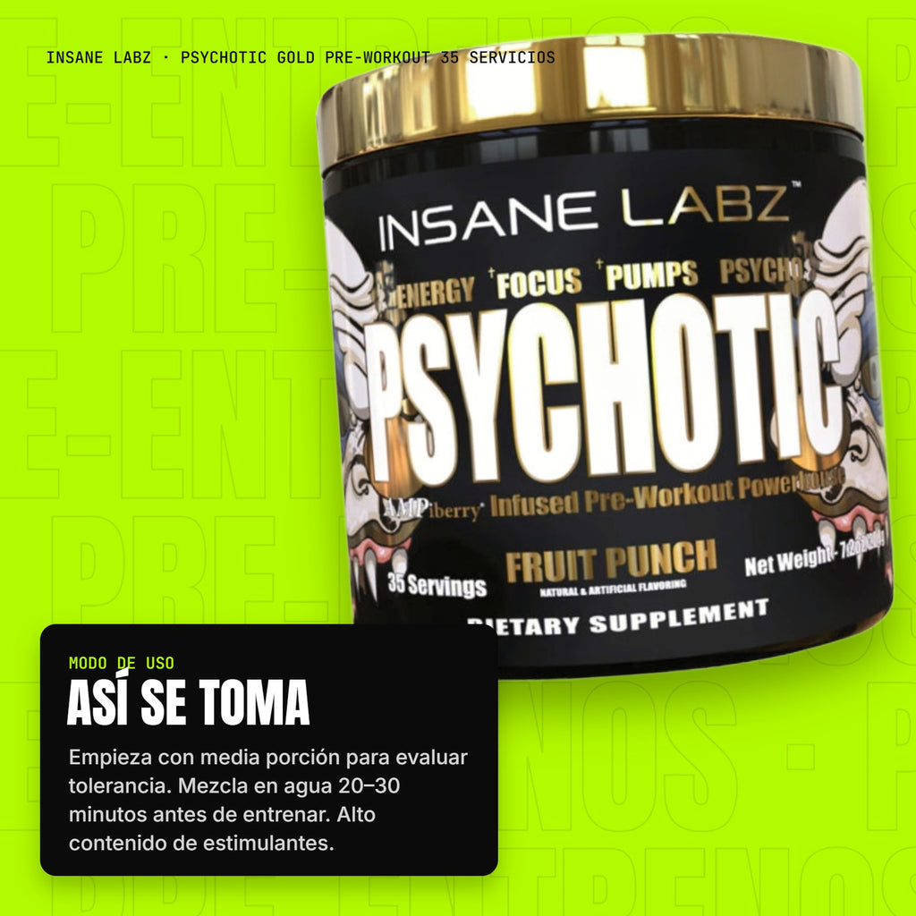 Psychotic Gold Pre-Workout 35 servicios – modo de uso