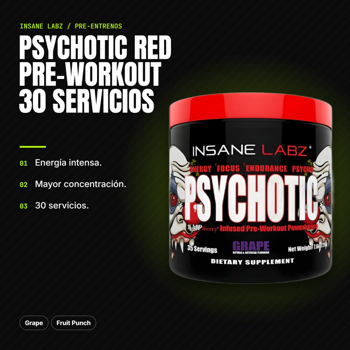 Psychotic Red Pre-Workout 30 servicios – beneficios