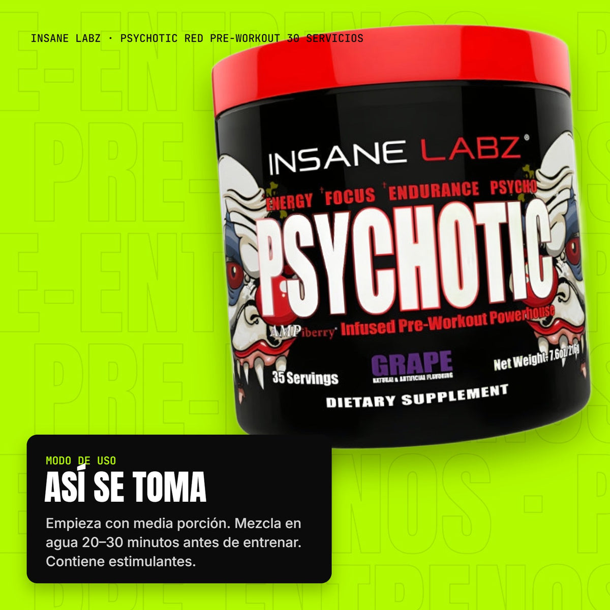 Psychotic Red Pre-Workout 30 servicios – modo de uso