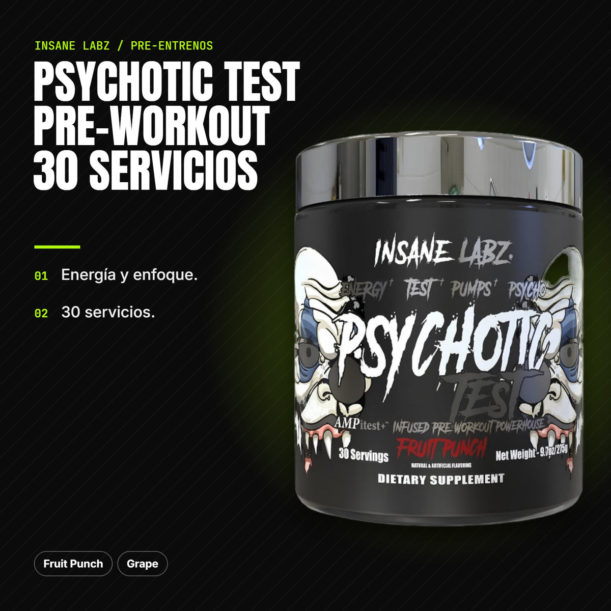 Psychotic Test Pre-Workout 30 servicios – beneficios