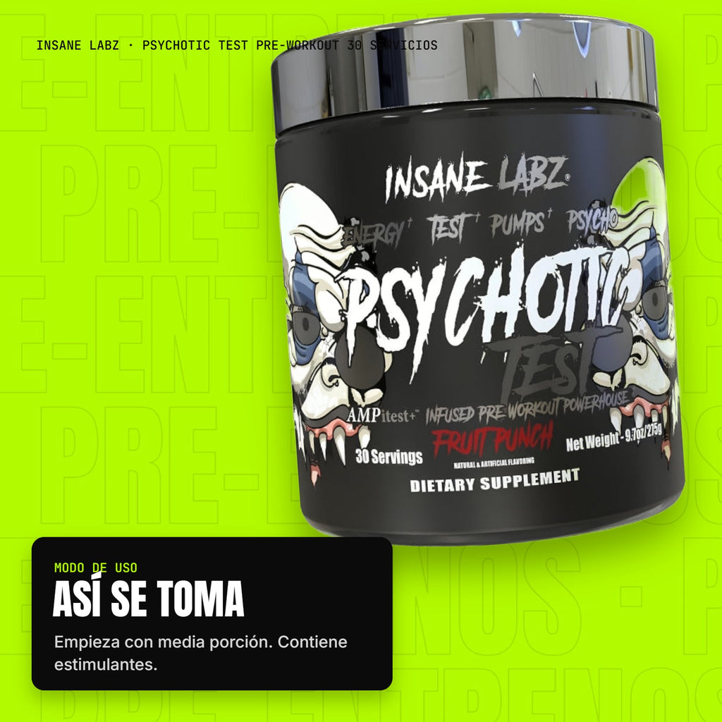 Psychotic Test Pre-Workout 30 servicios – modo de uso