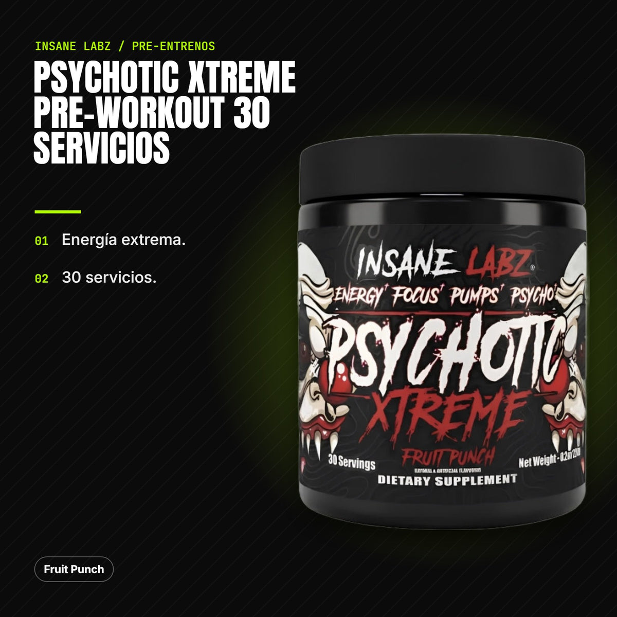 Psychotic Xtreme Pre-Workout 30 servicios – beneficios