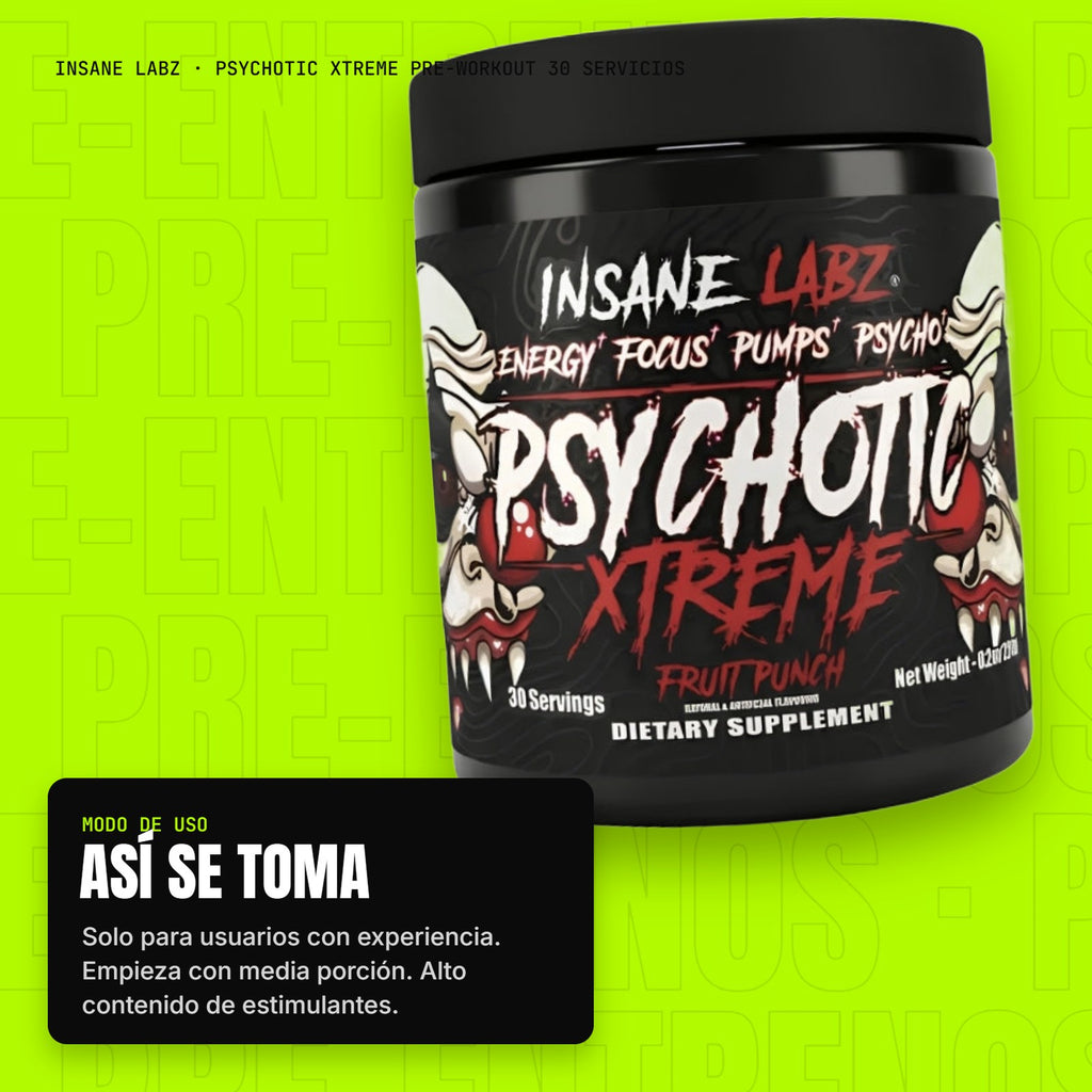 Psychotic Xtreme Pre-Workout 30 servicios – modo de uso