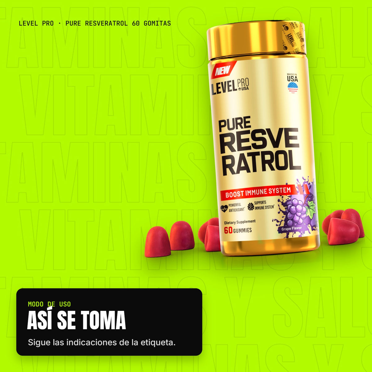 Pure Resveratrol 60 gomitas – modo de uso