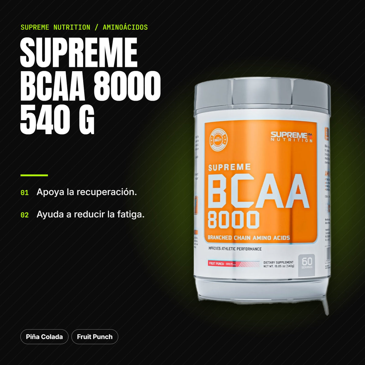 Supreme BCAA 8000 540 g – beneficios