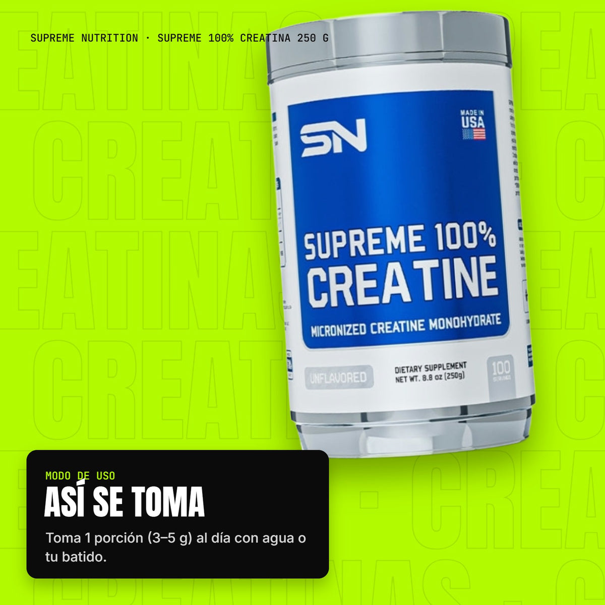 Supreme 100% Creatina 250 g – modo de uso