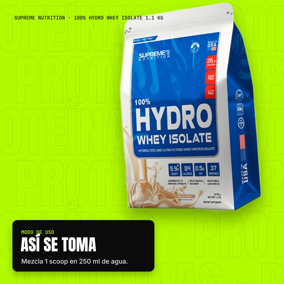100% Hydro Whey Isolate 1.1 kg – modo de uso