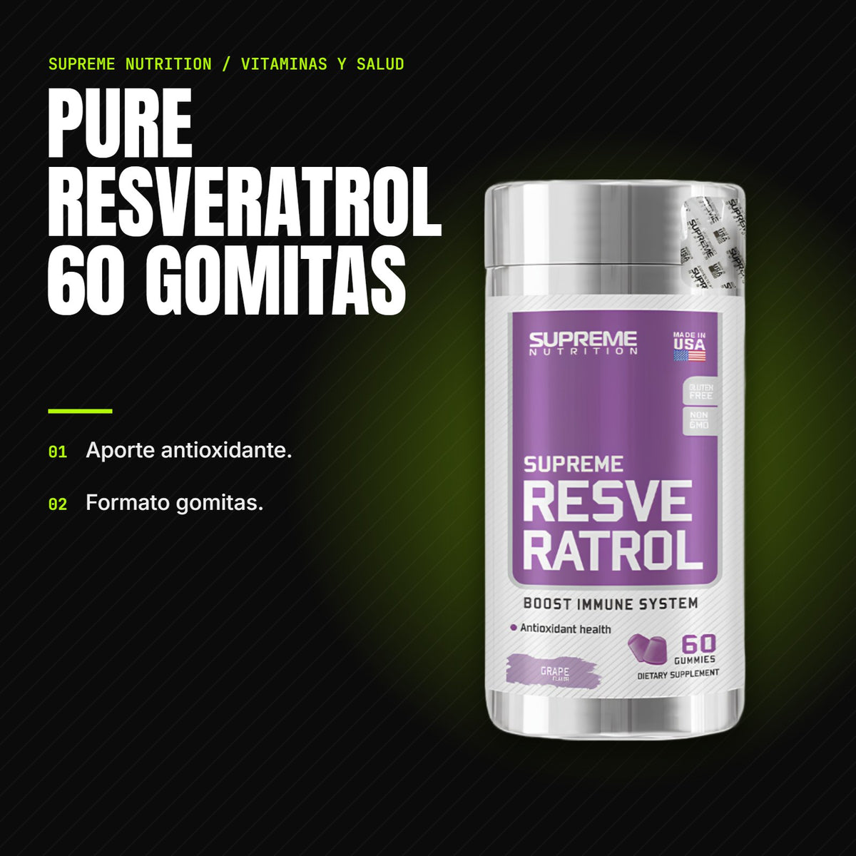 Pure Resveratrol 60 gomitas – beneficios