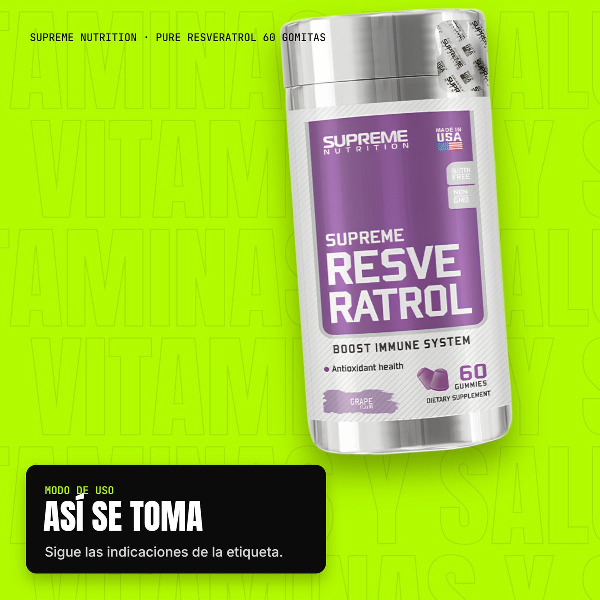 Pure Resveratrol 60 gomitas – modo de uso